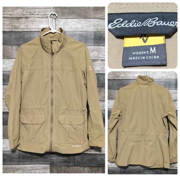 Eddie Bauer Travex Hiking Jacket Women’s M Tan Lightweight Full Zip - Picture 1 of 10
